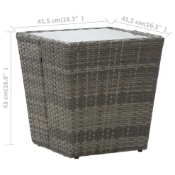 VidaXL Beistelltisch Grau 41,5×41,5×43 Cm Poly Rattan Und Hartglas 11 VidaXL Beistelltisch Grau 41,5×41,5×43 Cm Poly Rattan Und Hartglas -Garten- & Gewächshäuser Geschäft 9be84d19241c6e207a19f7344723f200