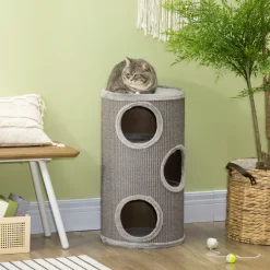 PawHut Kratztonne, Höhe 70 Cm, Spieltonne Für Katzen, 3 Ebenen, Katzenkratzbaum Mit 3 Höhlen, Katzenbaum, Kratzturm Aus Sisal, Katzenmöbel, Plüsch, Hellgrau 15 PawHut Kratztonne, Höhe 70 Cm, Spieltonne Für Katzen, 3 Ebenen, Katzenkratzbaum Mit 3 Höhlen, Katzenbaum, Kratzturm Aus Sisal, Katzenmöbel, Plüsch, Hellgrau -Garten- & Gewächshäuser Geschäft 9be9b483576152dceac1e0c3a75ee5b3