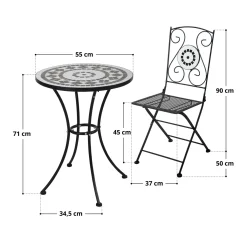 SVITA Bistro-Set Mosaik Balkon-Set 2 Personen Metall Sitzgruppe Klappbar Schwarz -Garten- & Gewächshäuser Geschäft 9bef41f59755f995a39f0ef2dd0efd6f