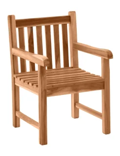 Möbilia Gartenstuhl Aus Teak Holz | Mit Armlehnen | B 60 X T 63 X H 92 Cm | Natur | 11020006 | Serie GARTEN