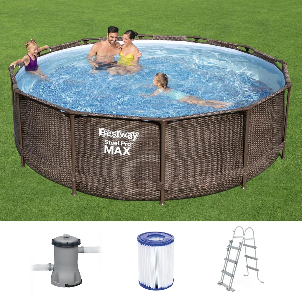 BESTWAY 56709 Steel Pro Max Frame Pool Set Rund Filterpumpe Leiter Braun 366x100 10 BESTWAY 56709 Steel Pro Max Frame Pool Set Rund Filterpumpe Leiter Braun 366x100 – Bild 10