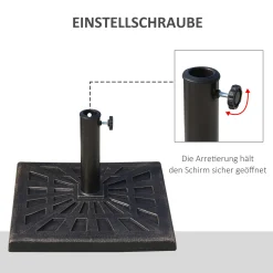 Outsunny Sonnenschirmständer 15 Kg Schirmhalter Regenschirm Base Für Ø38 Mm Ø48 Mm Kunstharz Schwarz 47 X47 X 32 Cm 10 Outsunny Sonnenschirmständer 15 Kg Schirmhalter Regenschirm Base Für Ø38 Mm Ø48 Mm Kunstharz Schwarz 47 X47 X 32 Cm -Garten- & Gewächshäuser Geschäft 9c5c04cea3e4bc33c35bcae19cafa1ee