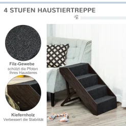 PawHut Haustiertreppe Hundetreppe 4 Stufen Tragbare Katzentreppe Einstiegshilfe Mit Grauem Teppich Für Katzen Und Hunde Einstellbar Faltbar 46,5 X 55 X 64 Cm -Garten- & Gewächshäuser Geschäft 9c6d88485fe1ecd84dae685a34310166