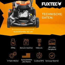 FUXTEC Benzin Rasenmäher | 3,5PS Motormäher | Benzinmäher Mit 40L Fangkorb-Volumen | 430mm | 146ccm | 25kg | Bis 400m² | FX-RM4346ECO 21 FUXTEC Benzin Rasenmäher | 3,5PS Motormäher | Benzinmäher Mit 40L Fangkorb-Volumen | 430mm | 146ccm | 25kg | Bis 400m² | FX-RM4346ECO -Garten- & Gewächshäuser Geschäft 9c8b3a602d4404c951a2d94fbf4856fc