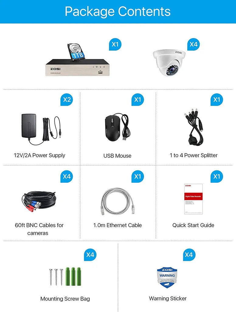 ZOSI 8CH H.265+ DVR Mit 1TB Festplatte Und 4x FHD 1080P Dome Überwachungskamera System Für Innen Und Außen, 24M IR Nachtsicht 8 ZOSI 8CH H.265+ DVR Mit 1TB Festplatte Und 4x FHD 1080P Dome Überwachungskamera System Für Innen Und Außen, 24M IR Nachtsicht – Bild 8