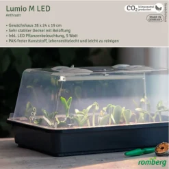 Romberg Lumio M LED Gewächshaus 38 X 24 X 19 Cm + LED Pflanzenbeleuchtung, 20 Cm -Garten- & Gewächshäuser Geschäft 9c9e165cbe9c77ce8d7cf6dedfbc6692
