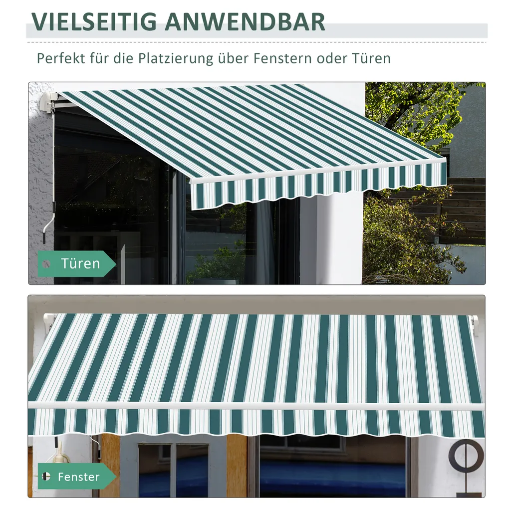 Outsunny Manuelle Gelenkarmmarkise 395 Cm Markise Mit Handkurbel Balkonmarkise Sonnenschutz Wandmontage Balkon Alu Weiß+Grün 395 X 245 Cm 5 Outsunny Manuelle Gelenkarmmarkise 395 Cm Markise Mit Handkurbel Balkonmarkise Sonnenschutz Wandmontage Balkon Alu Weiß+Grün 395 X 245 Cm – Bild 5