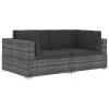 VidaXL Ecksofas 2 Stk. Mit Auflagen Poly Rattan Grau