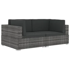 VidaXL Ecksofas 2 Stk. Mit Auflagen Poly Rattan Grau
