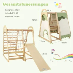 COSTWAY 6 In 1Kletterspielzeug Set, Indoor-Klettergerüst Mit Zelt, Rutsche, Turnringen, Kletternetz Und Kletterleiter, Für Kinder Kleinkinder Ab 3 Jahr -Garten- & Gewächshäuser Geschäft 9cbdc0c2fee731e9ce9125feeccb93e2