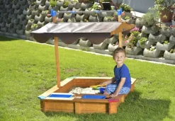GASPO Sandkasten Mit Dachlift Und Matschfach Lea, 137x105x120 Cm