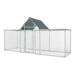 Pro-Tec Freilaufgehege 'Arguin' Hühnerstall Mit Überdachung 300x100x100-150cm Stahl Drahtgeflecht