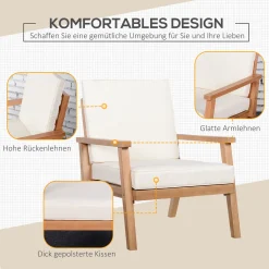 Outsunny 2er-Set Gartenstühle Mit Kissen Gartensessel Set Gartenstuhl Aus Pappelholz Gartenmöbel Holzstuhl Balkonstuhl Terrassenstuhl Braun+Beige 66 X 77,5 X 74,5 Cm -Garten- & Gewächshäuser Geschäft 9d71da7160bb17159975cc03dc537d7d