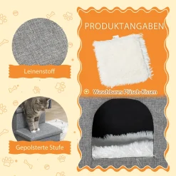 PawHut Hundetreppe, 3 Stufige Katzentreppe Mit Höhle, Haustiertreppe Mit Stauraum, Kissen, 3-in-1 Haustierrampe, Bis 10 Kg Belastbar, Für Sofa, Bett, Leinen, Hellgrau 13 PawHut Hundetreppe, 3 Stufige Katzentreppe Mit Höhle, Haustiertreppe Mit Stauraum, Kissen, 3-in-1 Haustierrampe, Bis 10 Kg Belastbar, Für Sofa, Bett, Leinen, Hellgrau -Garten- & Gewächshäuser Geschäft 9d8d97fef3f3800414017c027e057f67