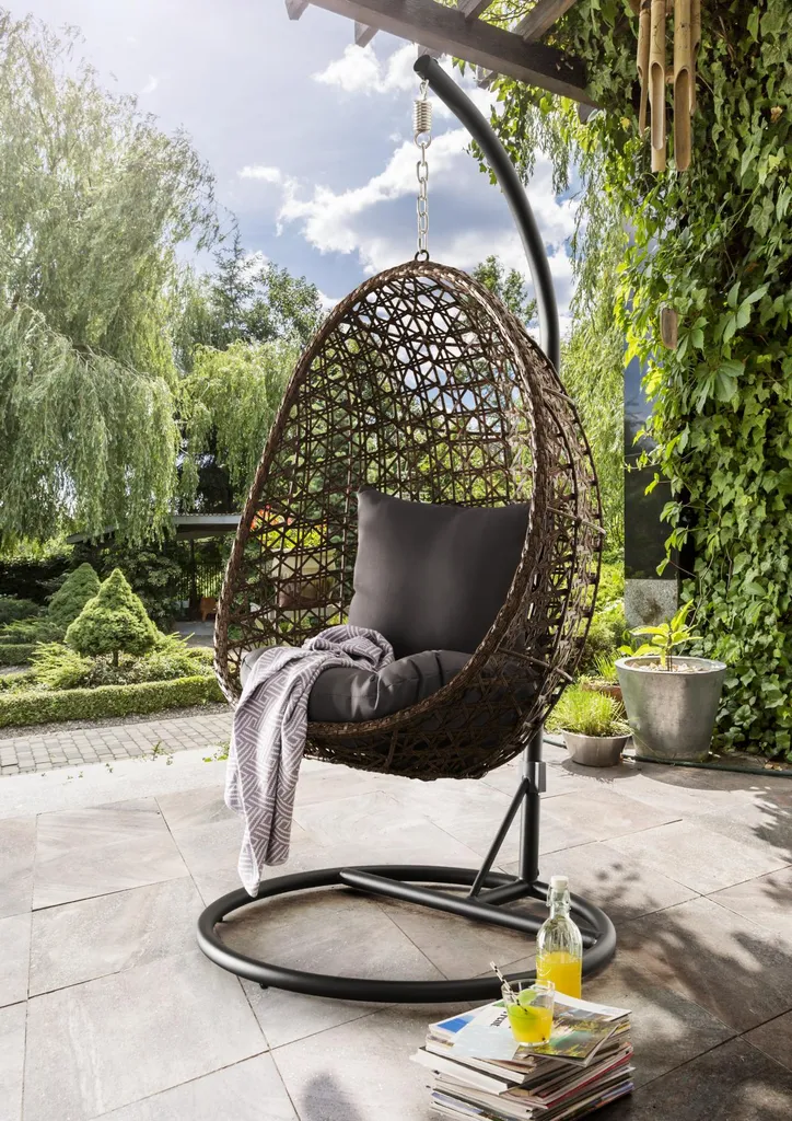 DESTINY Coco Bella Braun-Grau Hängesessel Polyrattan Hängekorb Hängestuhl 1 DESTINY Coco Bella Braun-Grau Hängesessel Polyrattan Hängekorb Hängestuhl