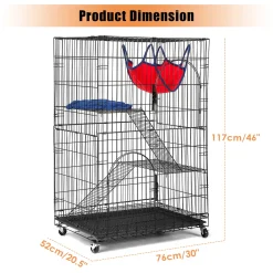 BVSOIVIA Freigehege Katzen,Großer Katzenkäfig Mit 3 Ebenen,Katzenauslauf Balkon, 76x 52 X 117cm,Schwarz,Katzengehege Outdoor Groß Metall,Katzenkäfig Balkon -Garten- & Gewächshäuser Geschäft 9e1d19fb3153fb059fa95bac5359cc73