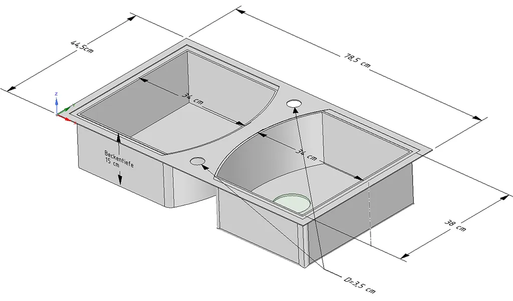 Keton Design Edelstahl-Einbauspüle 2 Becken 78x44cm 3 Keton Design Edelstahl-Einbauspüle 2 Becken 78x44cm – Bild 3