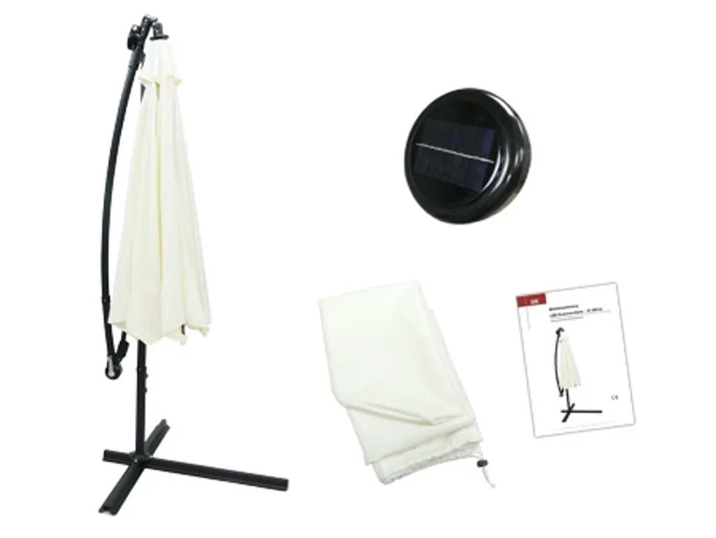 Swing&Harmonie Luxus Sonnenschirm Mit LED Beleuchtung Ampelschirm 350 Cm Garten Schirm Pavillon - Creme 9 Swing&Harmonie Luxus Sonnenschirm Mit LED Beleuchtung Ampelschirm 350 Cm Garten Schirm Pavillon - Creme – Bild 9