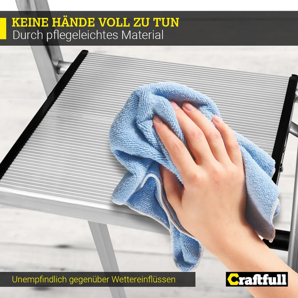 Craftfull Stehleiter CF-133B - Klappleiter - Aluminium Haushaltsleiter - Ablagefläche - Gummierte Standfüße - Mehrzweckleiter - 6 Stufen 4 Craftfull Stehleiter CF-133B - Klappleiter - Aluminium Haushaltsleiter - Ablagefläche - Gummierte Standfüße - Mehrzweckleiter - 6 Stufen – Bild 4