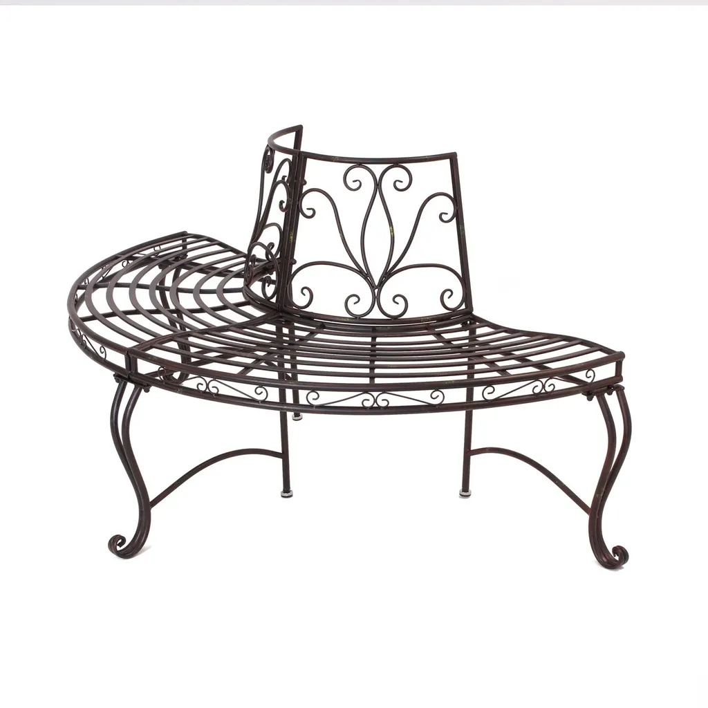 Frank-Flechtwaren Metall-Bank 'Halbkreis' Möbel Garten Terrasse Balkon Bequem, Ranken Muster 4 Frank-Flechtwaren Metall-Bank 'Halbkreis' Möbel Garten Terrasse Balkon Bequem, Ranken Muster – Bild 4