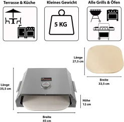 ACTIVA Grillküche ACTIVA Pizzaofen Pizza Box Edelstahl Pizzaaufsatz Ca. 44.5 X 13 X 35.5 Cm BBQ -Garten- & Gewächshäuser Geschäft 9e6db32d6445932c6ad42f1bacc99f9d
