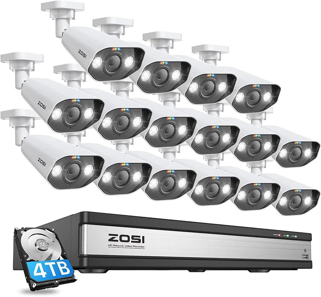 ZOSI 4K Überwachungskamera Set Mit 2 Wege Audio, Videoüberwachung Mit 16X 8MP PoE Kamera Und 16CH 4TB HDD NVR, Personenerkennung 1 ZOSI 4K Überwachungskamera Set Mit 2 Wege Audio, Videoüberwachung Mit 16X 8MP PoE Kamera Und 16CH 4TB HDD NVR, Personenerkennung
