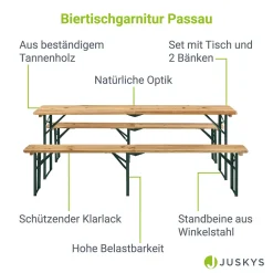 Juskys Bierzeltgarnitur 3-teilig Biertischgarnitur Mittig Klappbar 220 Cm - Gartenmöbel Set Aus Tannenholz Biertisch Bierbänke Festzeltgarnitur Natur -Garten- & Gewächshäuser Geschäft 9e76329f4fba729bfc72a02eeb997920