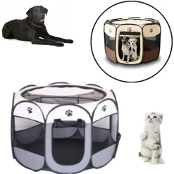 Redcoringe Faltbarer Hunde Katzen Laufstall Durable Kennel Kitten Playground Playpen Haustier Welpen-Laufstall, 74x74x43cm