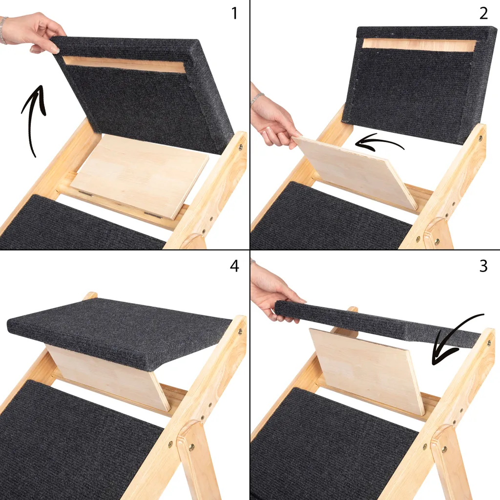 ONVAYA® Haustiertreppe | 4 Stufen | Treppe Für Hunde Und Katzen Aus Echtholz | Klappbar | 2 In 1 Treppe Und Rampe | Rutschfest 5 ONVAYA® Haustiertreppe | 4 Stufen | Treppe Für Hunde Und Katzen Aus Echtholz | Klappbar | 2 In 1 Treppe Und Rampe | Rutschfest – Bild 5