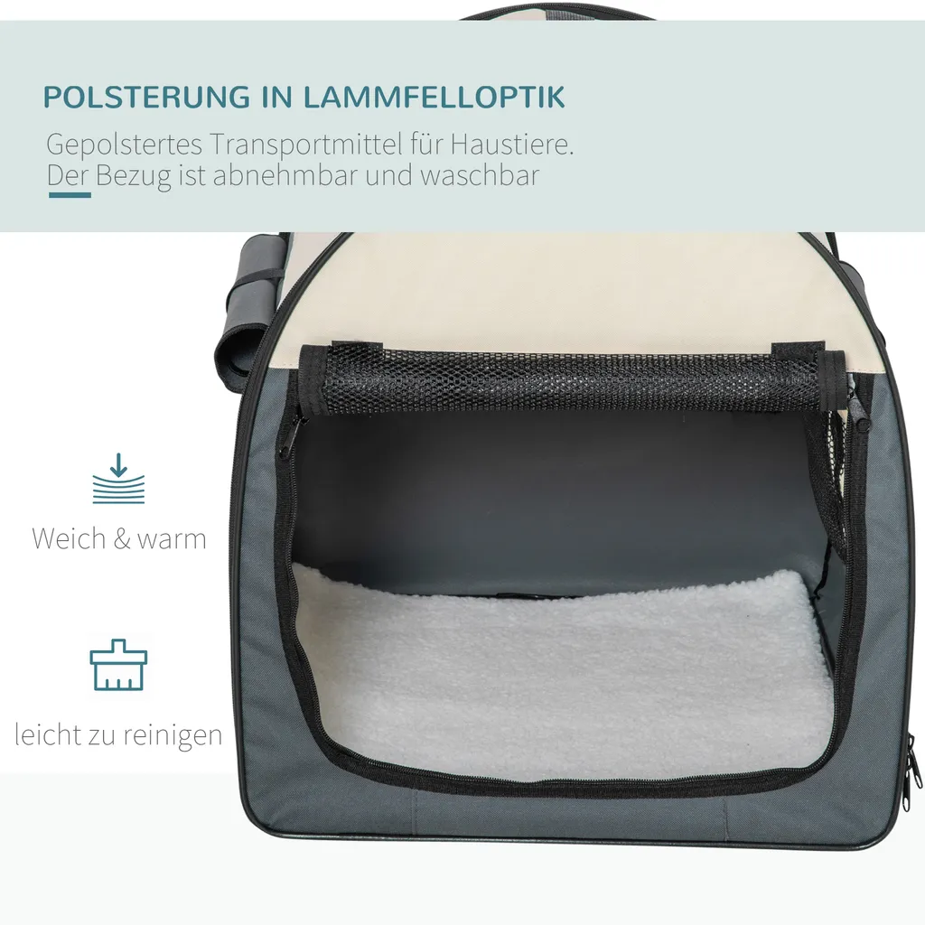 PawHut Hundebox Faltbare Hundetransportbox Transportbox Für Haustier Katzen Dunkelgrau 97 X 71 X 76 Cm 6 PawHut Hundebox Faltbare Hundetransportbox Transportbox Für Haustier Katzen Dunkelgrau 97 X 71 X 76 Cm – Bild 6