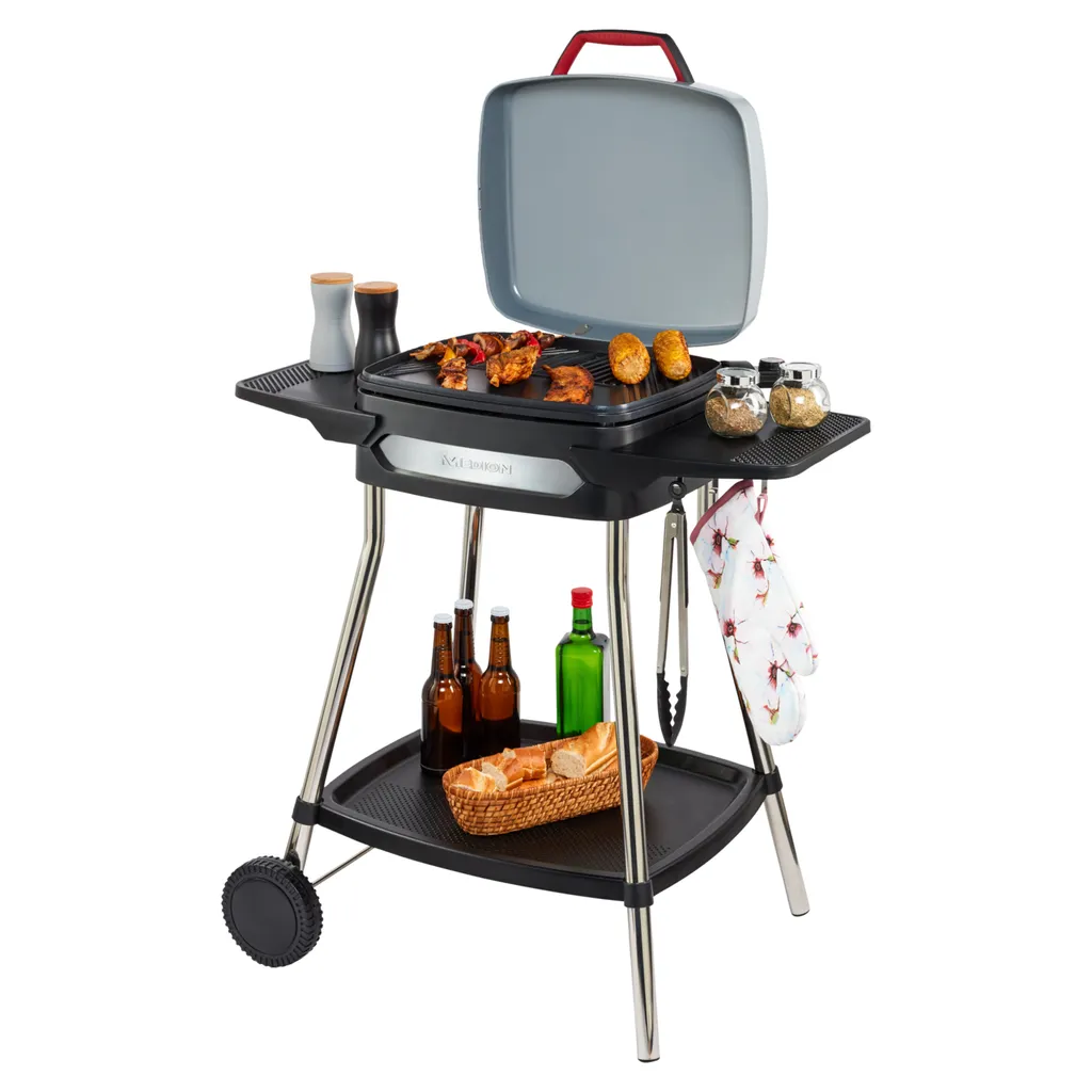 MEDION Elektrogrill (Standgrill, Tischgrill, Grillwagen, Für Balkon Garten Camping, Mit Deckel, 2 Seitentische, 2000 Watt, Antihaftbeschichtung, Rollen, Fettauffangschale, MD10864) 6 MEDION Elektrogrill (Standgrill, Tischgrill, Grillwagen, Für Balkon Garten Camping, Mit Deckel, 2 Seitentische, 2000 Watt, Antihaftbeschichtung, Rollen, Fettauffangschale, MD10864) – Bild 6