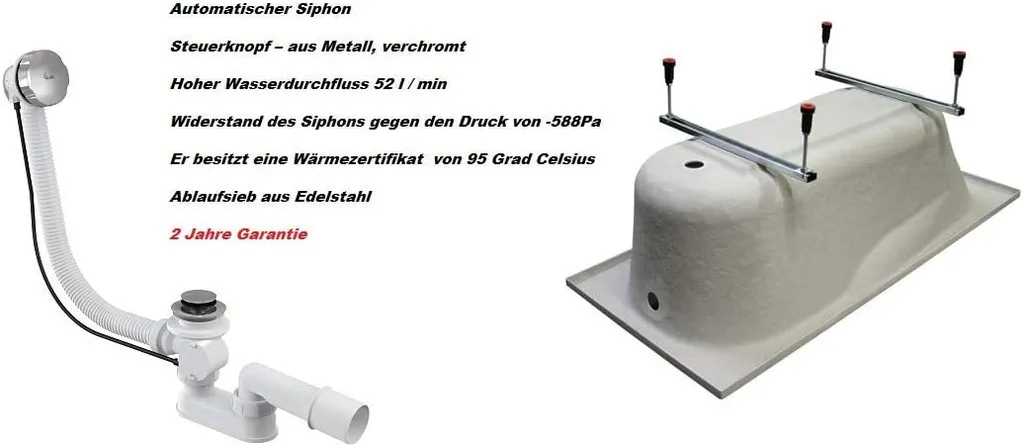BADLAND Badewanne Rechteck Intrica SLIM 170x75 Rand 15mm Mit Ablaufgarnitur, Füßen Und Styroporverkleidung Mit Ablage 4cm GRATIS 7 BADLAND Badewanne Rechteck Intrica SLIM 170x75 Rand 15mm Mit Ablaufgarnitur, Füßen Und Styroporverkleidung Mit Ablage 4cm GRATIS – Bild 7
