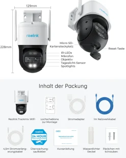 Reolink 4K 8MP PTZ Überwachungskamera Aussen Mit Dual-Objektiv, 2,4/5GHz WLAN, Auto-Tracking, Personen-/Fahrzeug-/Haustiererkennung, Trackmix WiFi -Garten- & Gewächshäuser Geschäft 9fc4d38361a921b6ceb33230b112181f 1