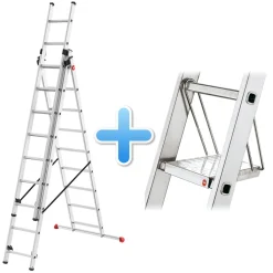 Hailo HobbyStep Combi Kombileiter 3x9 Sprossen Inkl. Tritt