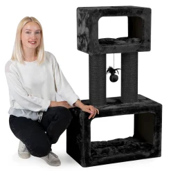 HAPPYPET Kratzbaum Stabil 109 Cm Für Große Katzen | | 12 Cm Sisalstämme Mit 8 Mm Dickem Sisalseil | 600g Plüsch | Kratzbaum Klein Für Schwere Main Coon | E1