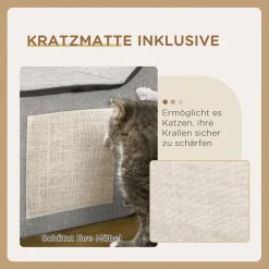PawHut Katzenhöhle, Katzenhaus Mit Kratzfläche, Katzenhütte Mit Doppeltüren, Kuschelhöhle Mit Kissen, Katzenbett Mit Spielball, Polyester, Grau, 65 X 41 X 45,5 Cm -Garten- & Gewächshäuser Geschäft a0036bce0ac6fb4bff3bf0f4ed313ef1