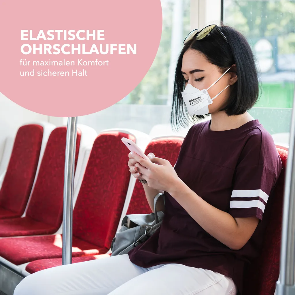 West & East GmbH Björn&Schiller FFP2 Masken Einzeln Verpackt, 20 Stück, Germany, Atemschutzmaske Weiß 3-lagig CE 2233 , Schutzmasken Medizinisch, Atmungsaktive Einwegmaske, Mundschutz & Nasenschutz 5 West & East GmbH Björn&Schiller FFP2 Masken Einzeln Verpackt, 20 Stück, Germany, Atemschutzmaske Weiß 3-lagig CE 2233 , Schutzmasken Medizinisch, Atmungsaktive Einwegmaske, Mundschutz & Nasenschutz – Bild 5