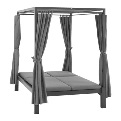 Juskys Doppel Loungebett Kreta - Gartenliege Für 2 Personen - Dach & Rückenlehne Verstellbar - Sonnenliege Für Terrasse, Garten & Balkon - Liege Grau -Garten- & Gewächshäuser Geschäft a05b56dbcebe0870bf0d92028b9ba718