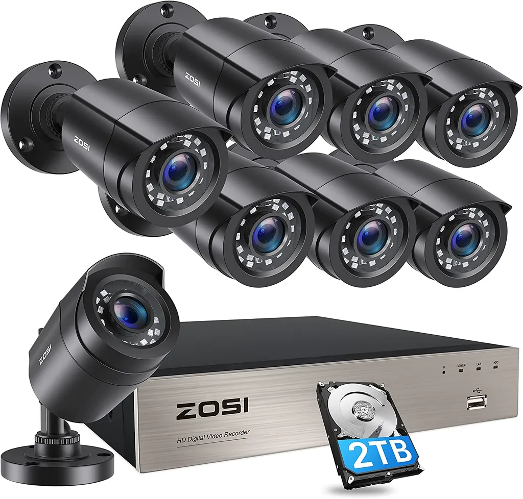 ZOSI 8CH 1080P Full HD DVR Video Überwachungssystem Mit 2TB Festplatte Und 8X Outdoor 2MP Überwachungskamera CCTV Sicherheit Set 1 ZOSI 8CH 1080P Full HD DVR Video Überwachungssystem Mit 2TB Festplatte Und 8X Outdoor 2MP Überwachungskamera CCTV Sicherheit Set