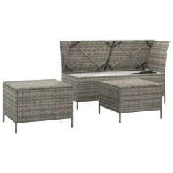 VidaXL 3-tlg. Garten-Lounge-Set Mit Kissen Grau Poly Rattan -Garten- & Gewächshäuser Geschäft a08c30e8f08022cf88e0b31247d636da
