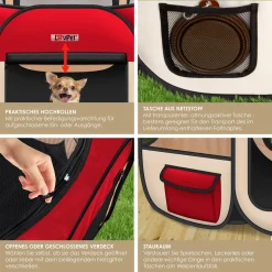 LOVPET® Welpenlaufstall Tierlaufstall Faltbar Für Kleintiere Hunde, Katzen Inkl. Hundenapf Hundelaufstall Freigehege Oxfordgewebe Pop-up System Indoor & Outdoor, Farbe:Rot / Beige -Garten- & Gewächshäuser Geschäft a09f85a43dcc007dcae8a66181460e69
