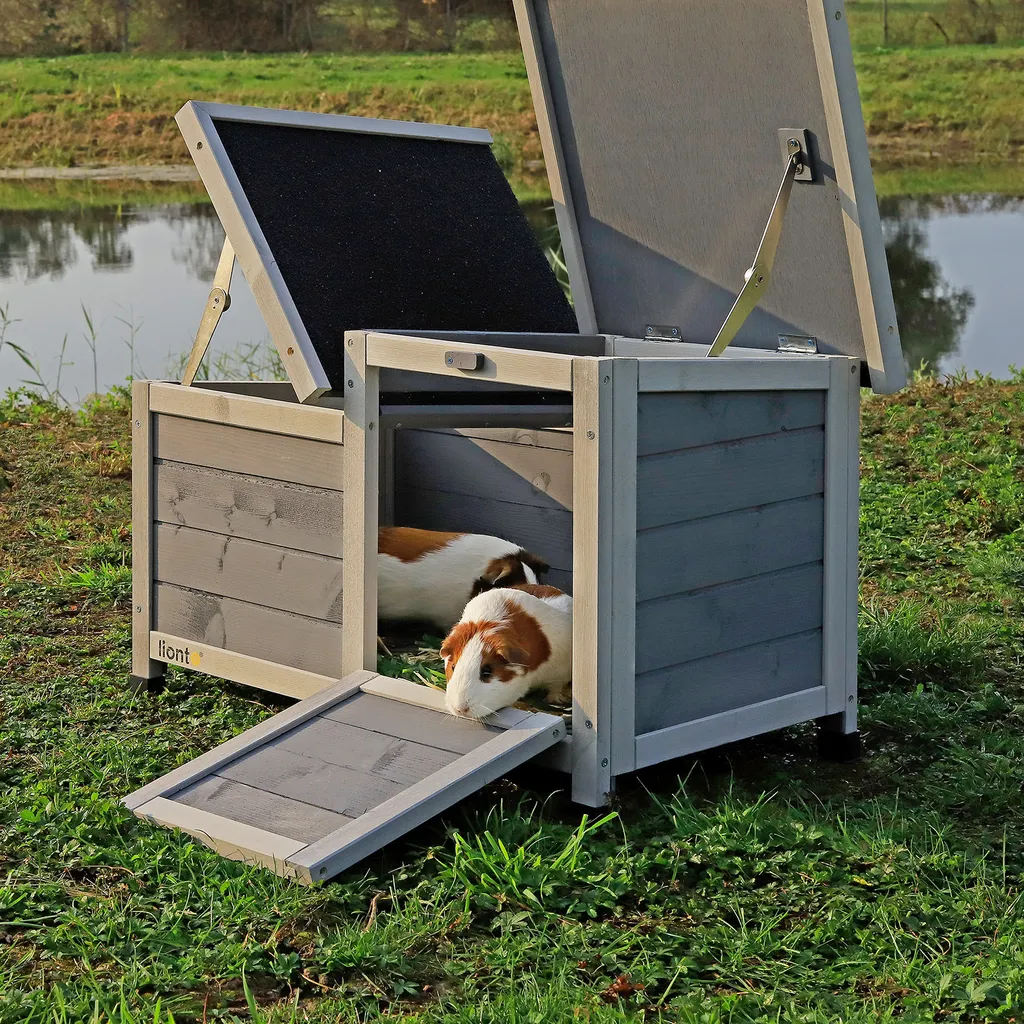 Lionto Kaninchenstall Kleintierhaus Nagerhaus Kleintierstall Aus Holz Grau 70x43x45 Cm 2 Lionto Kaninchenstall Kleintierhaus Nagerhaus Kleintierstall Aus Holz Grau 70x43x45 Cm – Bild 2