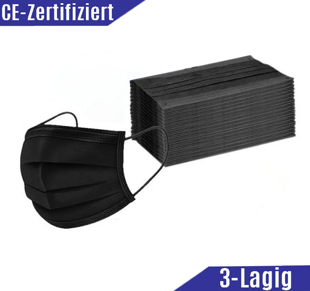 50x Hanvico OP Maske Schwarz Atemschutzmaske Medizinischer Mundschutz 3-lagig Einwegmaske Schutzmaske Mundschutzmaske TYP2R 3 50x Hanvico OP Maske Schwarz Atemschutzmaske Medizinischer Mundschutz 3-lagig Einwegmaske Schutzmaske Mundschutzmaske TYP2R – Bild 3