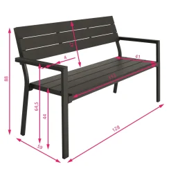 Tectake Gartenbank Line 2-Sitzer Mit Aluminiumrahmen 128x59x88cm - Dunkelgrau 14 Tectake Gartenbank Line 2-Sitzer Mit Aluminiumrahmen 128x59x88cm - Dunkelgrau -Garten- & Gewächshäuser Geschäft a0cc70fa97c1dd1ee6755bfecd8f3fea
