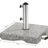 Dehner Sonnenschirm-Ständer, Eckig, Ca. 45 X 45 X 8 Cm, 40 Kg, Granit/Edelstahl, Grau/schwarz/silber