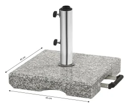 Dehner Sonnenschirm-Ständer, Eckig, Ca. 45 X 45 X 8 Cm, 40 Kg, Granit/Edelstahl, Grau/schwarz/silber