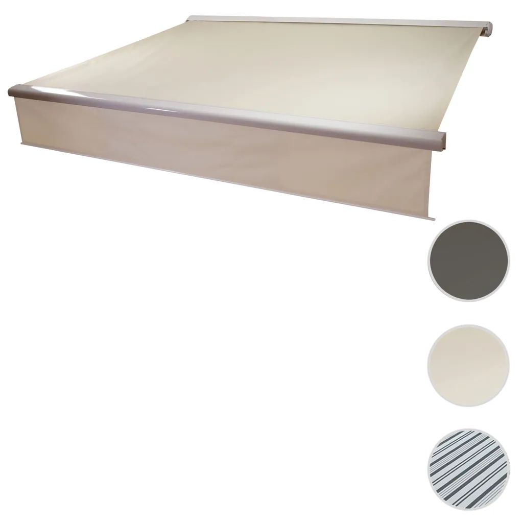 Mendler Elektrische Kassetten-Markise H124, Vollkassette, 4x3m Ausfahrbarer Volant Polyester Creme 8 Mendler Elektrische Kassetten-Markise H124, Vollkassette, 4x3m Ausfahrbarer Volant Polyester Creme – Bild 8