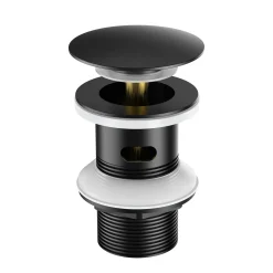 Auralum Ablaufgarnitur Waschbecken Bad, Universal Pop-up Ablaufventil Waschbeckenablauf Für Den Waschtisch, Runde-Form, Schwarz