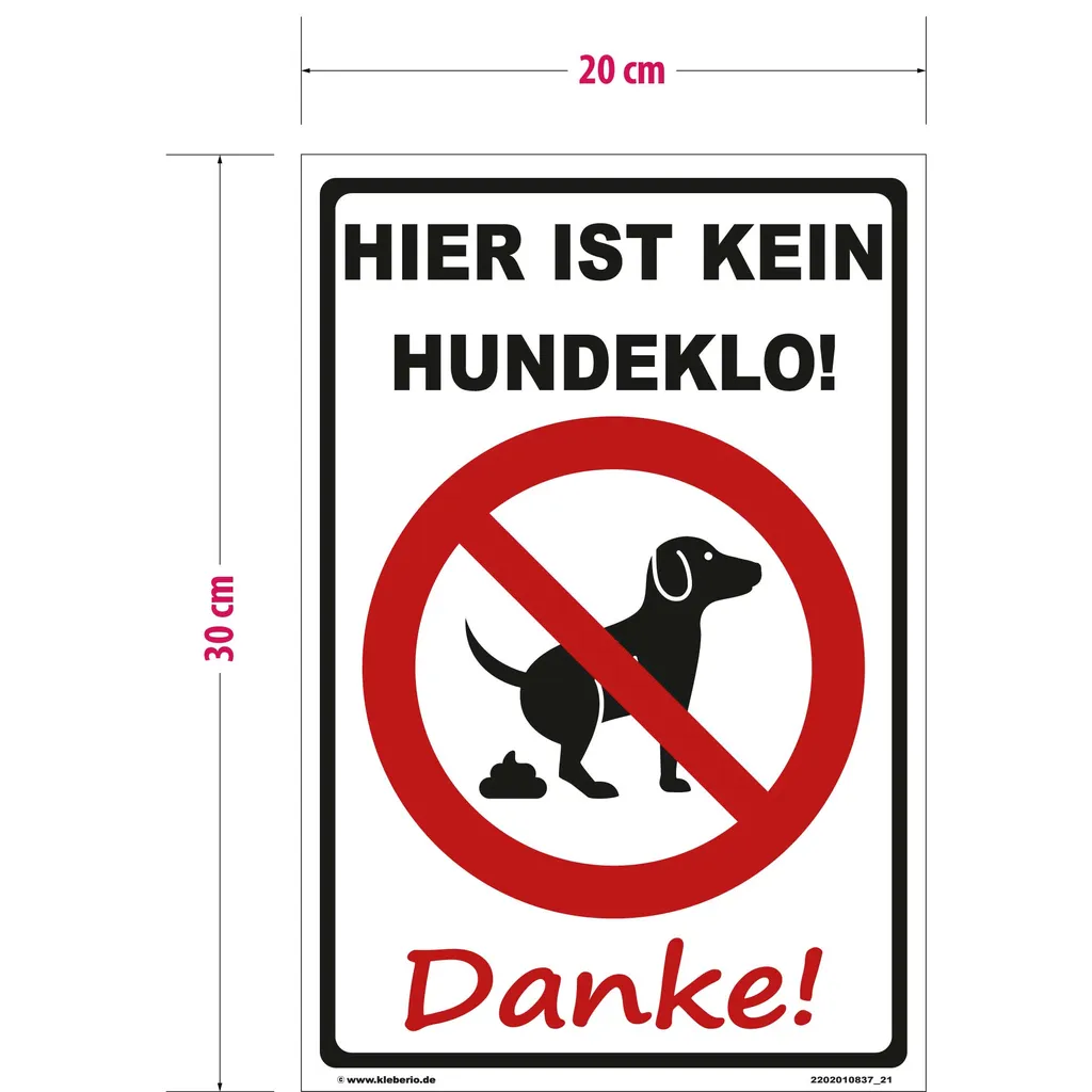 Kleberio® Kein Hundeklo Schild Kunststoff - Hier Ist Kein Hundeklo! Danke! - 30 X 20 Cm Verbotsschild Artiekl Nr. 2202010837_21 2 Kleberio® Kein Hundeklo Schild Kunststoff - Hier Ist Kein Hundeklo! Danke! - 30 X 20 Cm Verbotsschild Artiekl Nr. 2202010837_21 – Bild 2