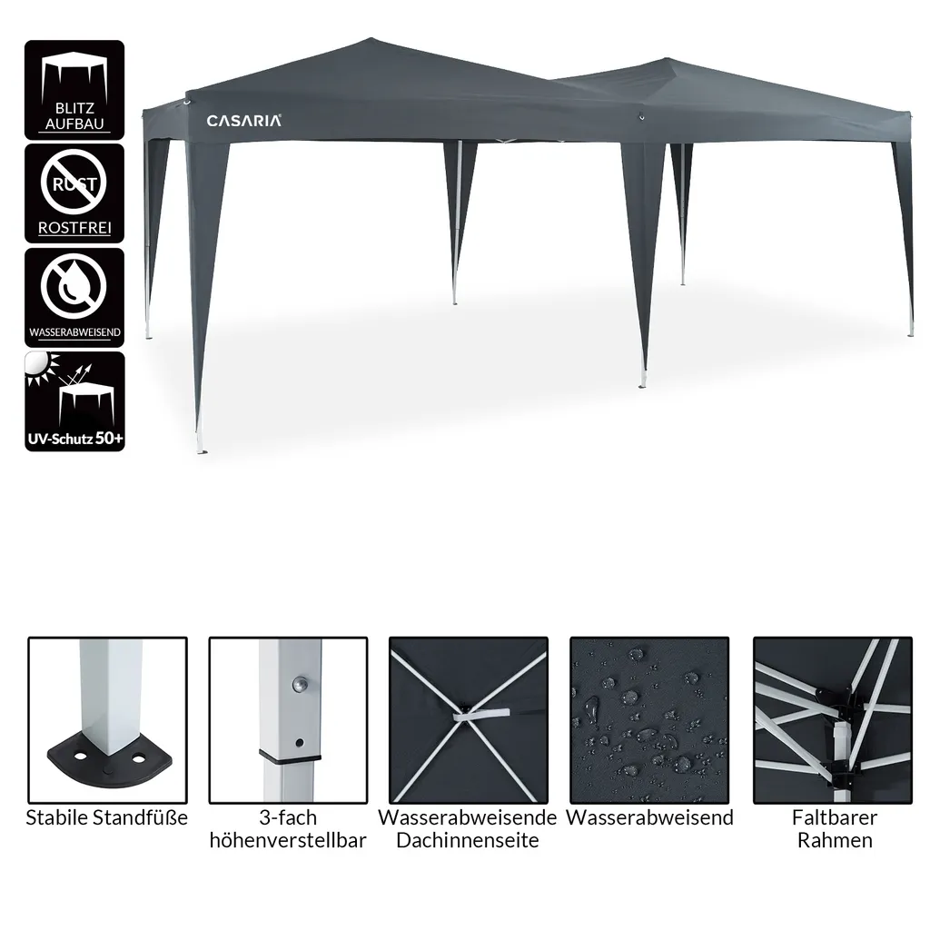 Pavillon 3x6m Faltpavillon Capri Pop-Up Partyzelt Gartenzelt Deuba Gartenlaube, Farbe:anthrazit 1 Pavillon 3x6m Faltpavillon Capri Pop-Up Partyzelt Gartenzelt Deuba Gartenlaube, Farbe:anthrazit